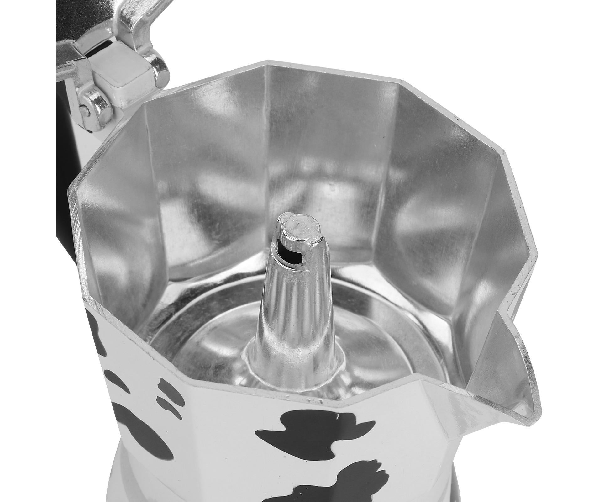 Aluminum Coffee Pot Kettle, Moka Maker for Home Use, Milk Cow Color, 3 Cups, 150ml โ image 2