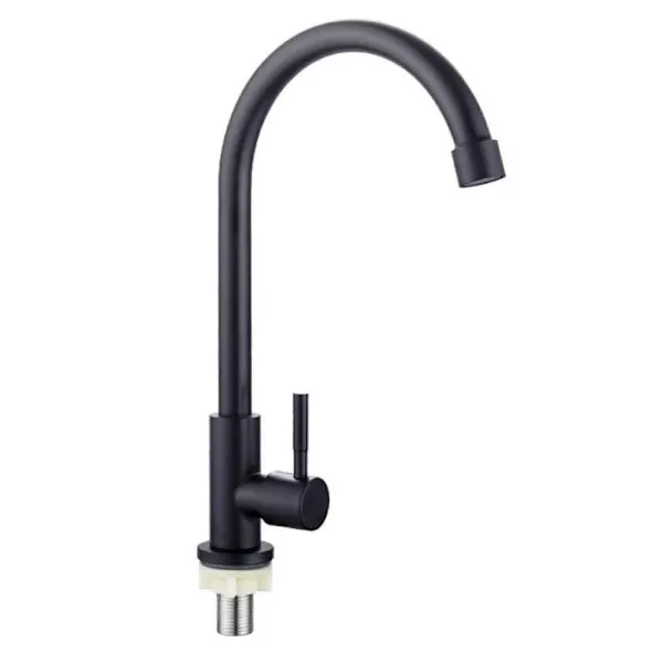 Kitchen Faucet Single Hole Bathroom Water Faucet Swivel Cold Water Faucet, durable and practical material, 360 Degree Rotation, Black Finish โ image 4
