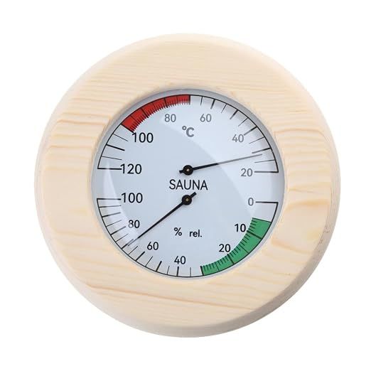 Sauna Thermometer and Hygrometer โ 2-in-1 Analog Gauge, Wooden Frame Sauna Room Monitor, Easy-to-Read Wall-Mounted Sauna Accessory for Home Spa or Cabin