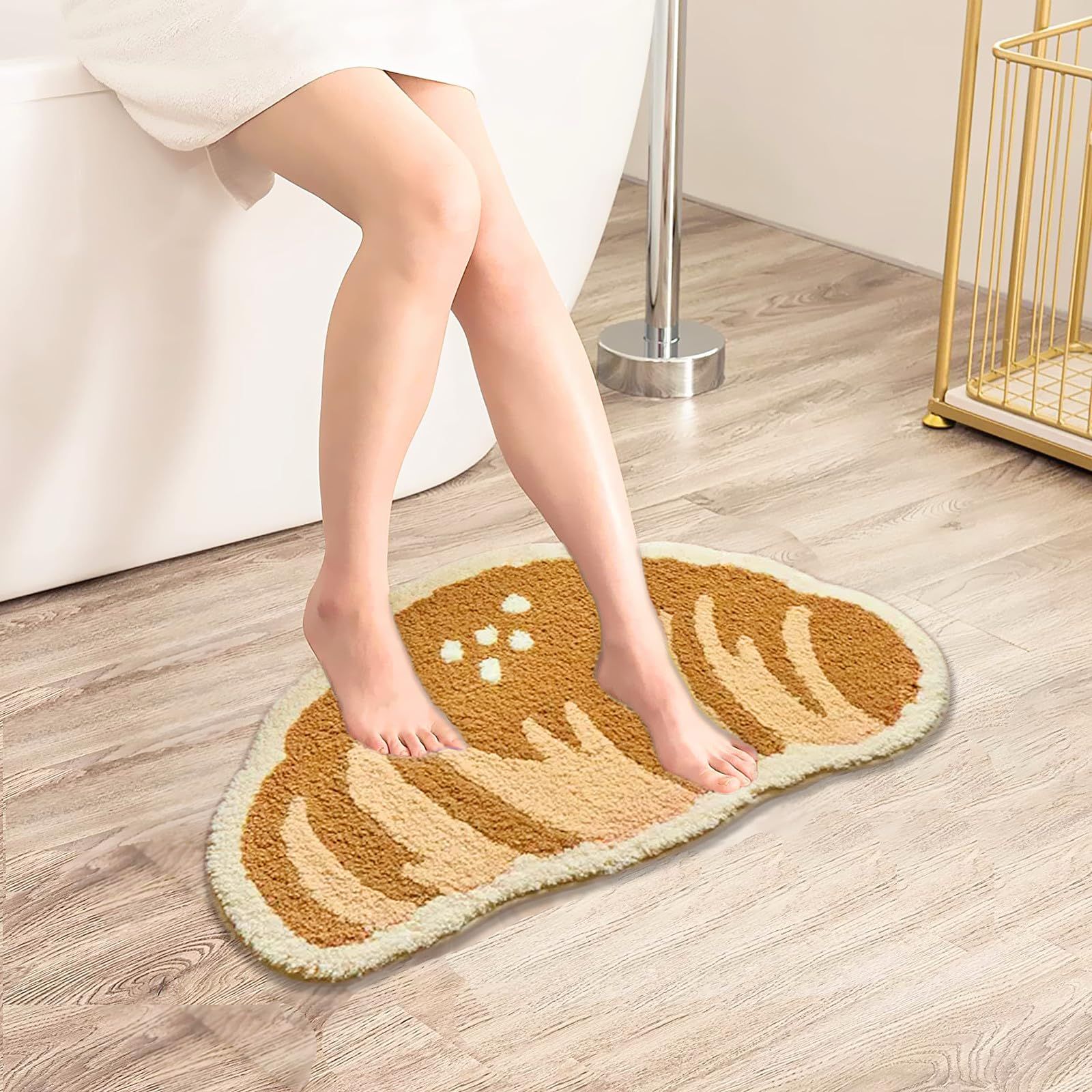 Funny Bathroom Rugs Cute Croissant Shape Washable Accent Home Decoration Rugs for Sink, Bathroom, Bedroom, Kids Room 25''×16'' — image 2
