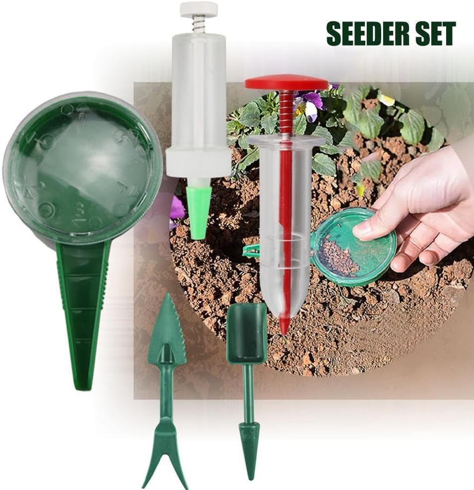 Mini Seed Spreader, 2025 Upgrade Mini Sowing Seed Dispenser, Small Hand Seed Planter Tool, Manual Seedlings Dibber and Widger Set, Garden Seed Planter Seed — image 2
