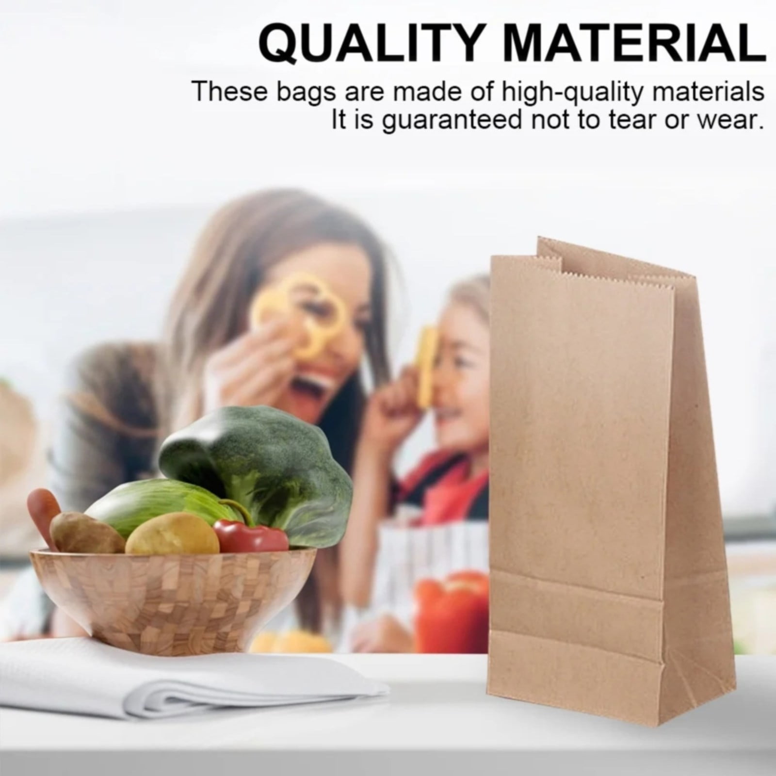 50 Pack Brown Paper Lunch Bags, Extra Small Kraft Bags for Lunch Weddings Parties and Grocery Storage, Khaki, 3.54 x 2.16 x 7.08 inches โ image 5
