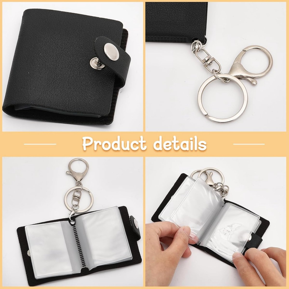 4 pieces - Mini photo album - 2 inch - Photo album - keychain - mini retro photo album - with lobster claw clasps and keychains - Each book can hold 20 photos — image 2
