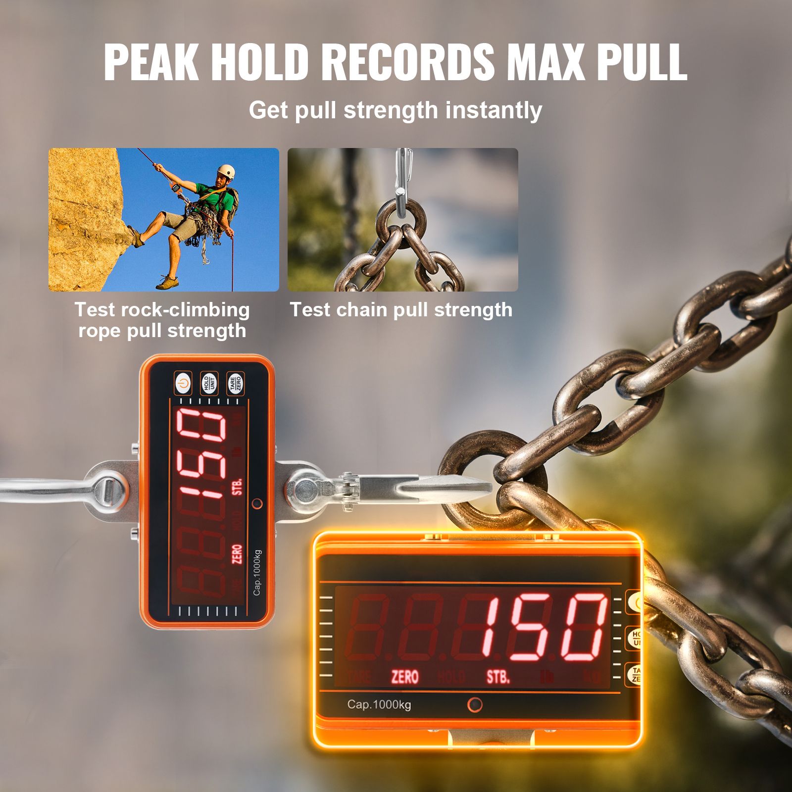 Digital Crane Scale, 2200 lbs/1000 kg, Industrial Heavy Duty Hanging Scale with Remote Control, Cast Aluminum Case & LED Screen, High Precision for — image 4