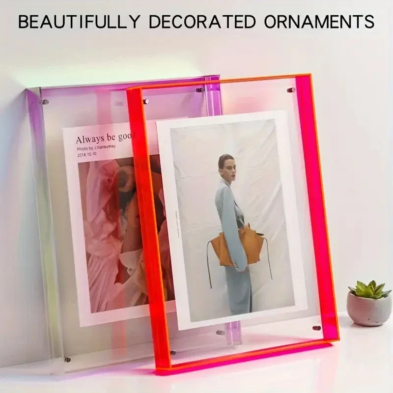 Acrylic Photo Frame Double-Sided Clear Display with Screw Mount โ 16x21cm - Red โ image 5