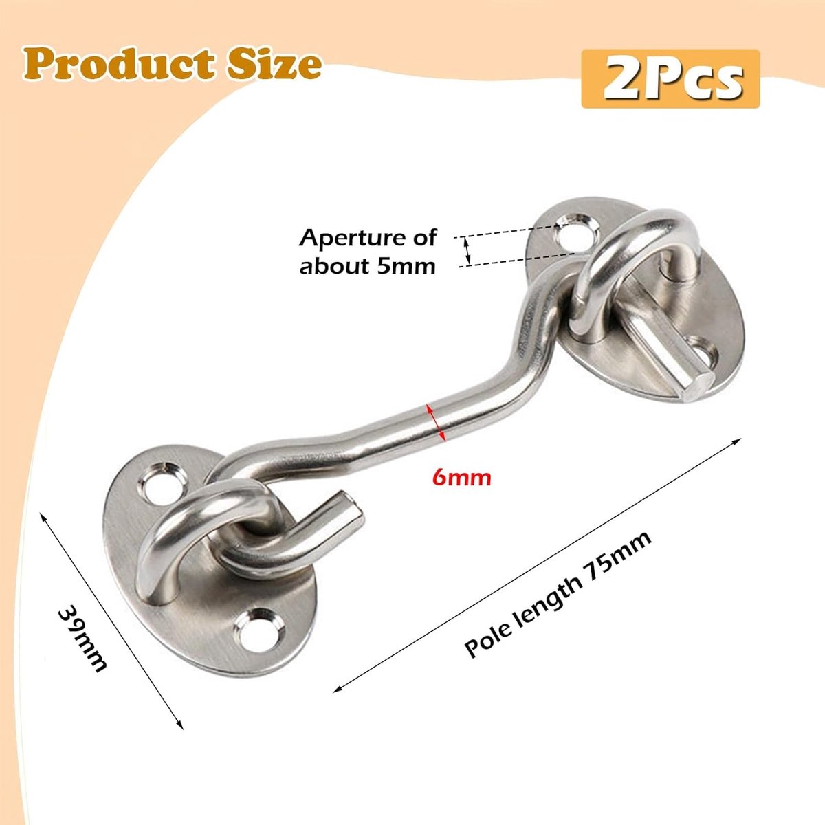 2 pieces - Wind hook - 3 inch - Wind hooks - Door hinges - Door bolt - Hinge - barn door hook - hook and eye bolt - cabin hooks and eye bolt - swivel window โ image 5