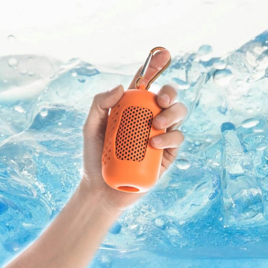 Instant Cooling Towel – Quick-Dry Sport Towel with EVA Storage Case & Carabiner Clip, Ideal for Gym, Outdoor, Travel Swimming(Orange)