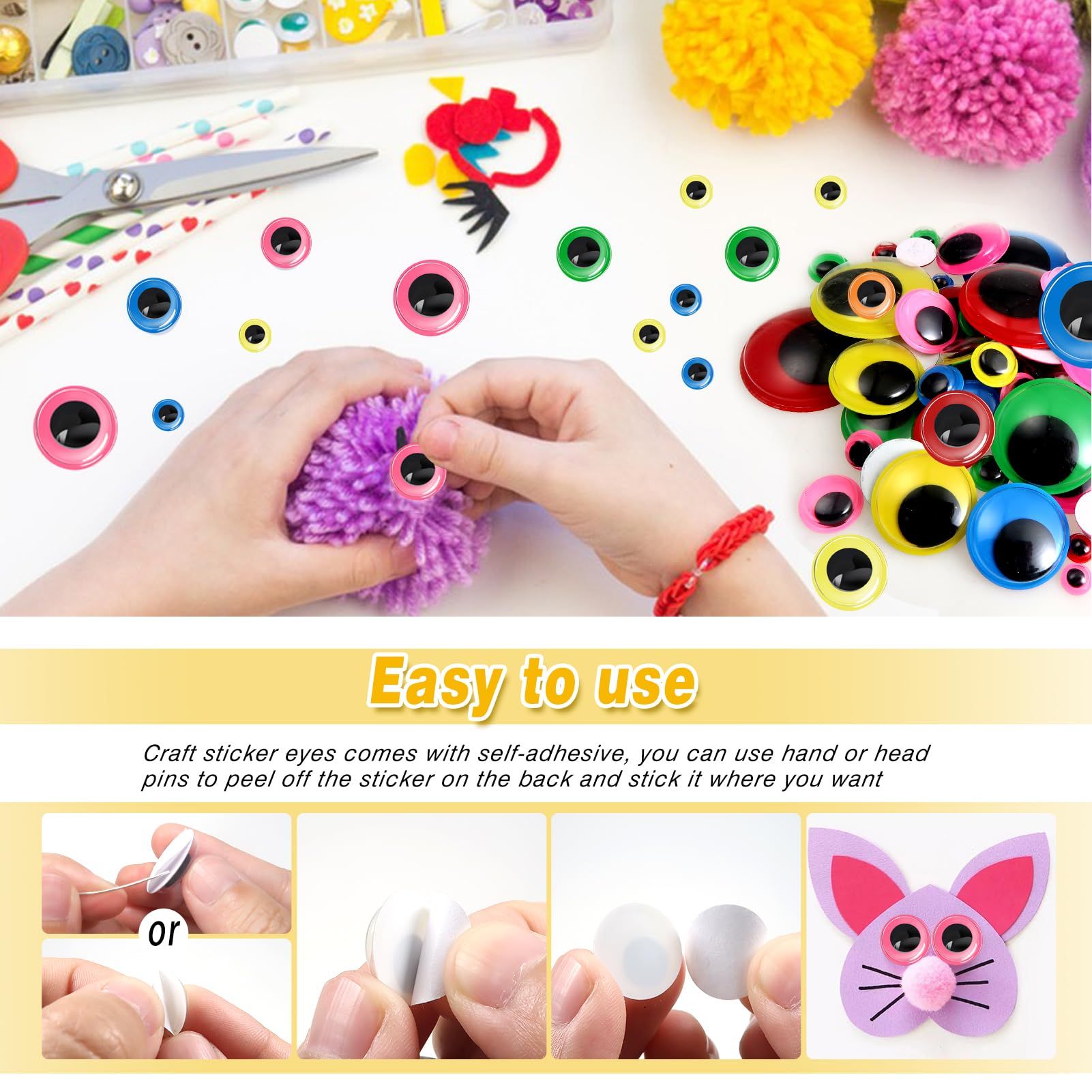 100pcs Eyes Self Adhesive for Craft Sticker Eyes 5mm to 15mm Assorted Colors Round Plastic Crafts Eyes for DIY Arts Crafts โ image 2