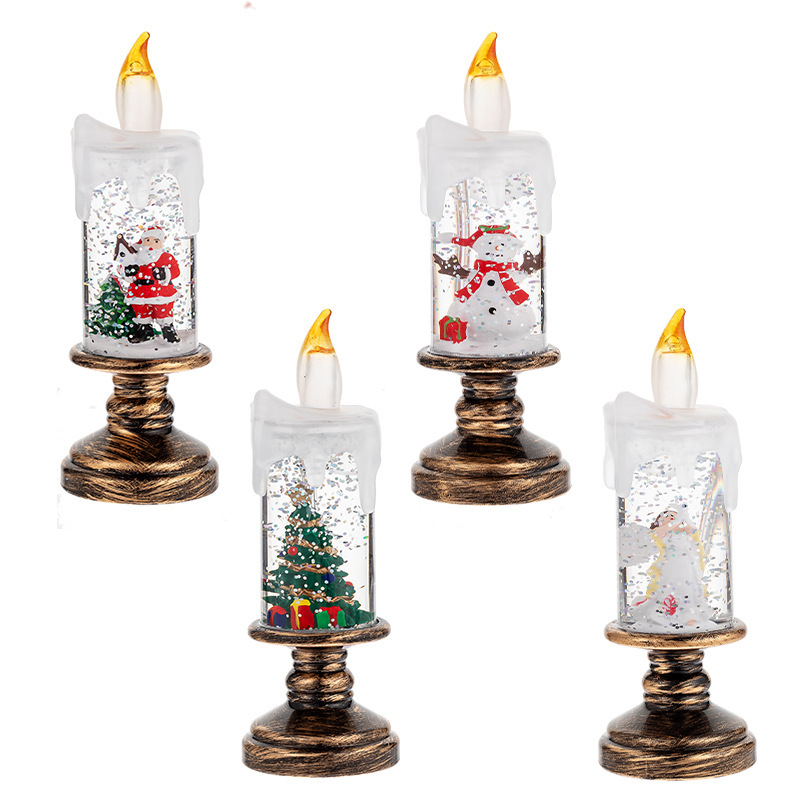 Battery Operated LED Snow Globe Candle with Rotating Glitter Water, Flameless Christmas Table Light for Holiday Home Decor, Angel โ image 2