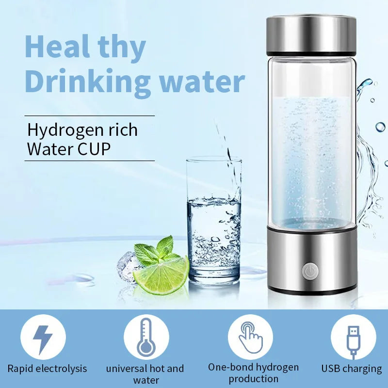 Portable Electric Hydrogen Water Bottle Silver — image 6