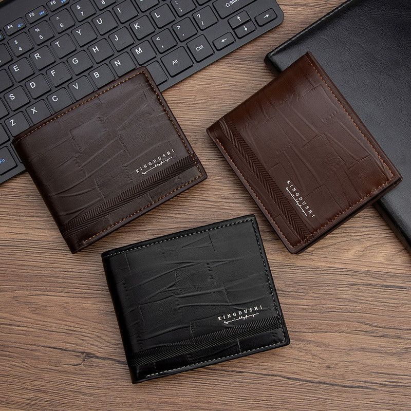 Men's Bifold Embossed PU Wallet, Multi-Card Slots, Dual-Zipper Coin Pocket with ID Window, Business Casual Short Billfold (Brown) โ image 4