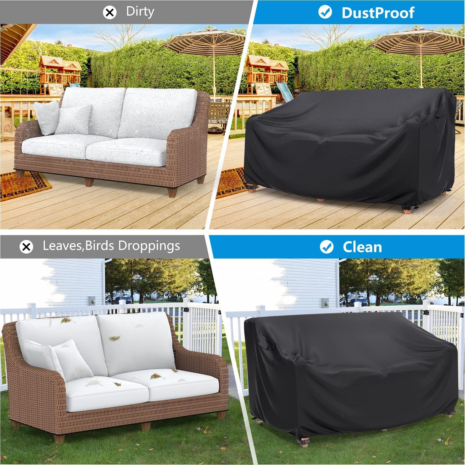 Waterproof Garden Bench Cover for 2 Seater Bench Black, 152 x 86 x 76 cm โ image 6