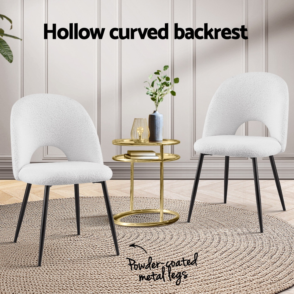 1 Set of 2 Artiss Dining Chair Boucle Sherpa — image 4