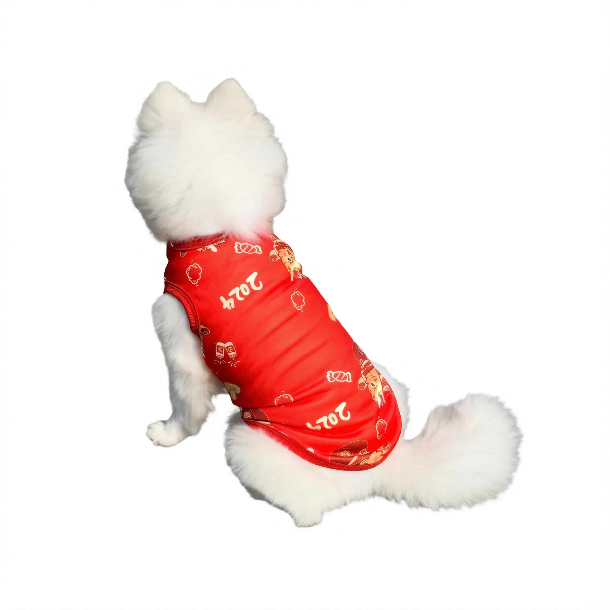 Winter Dog Vest Polyester Fleece Lined Cartoon Print Get rich [plus velvet and thickening] Xs bust 30cm, back length 20cm [recommended 0.5-1.0kg ]