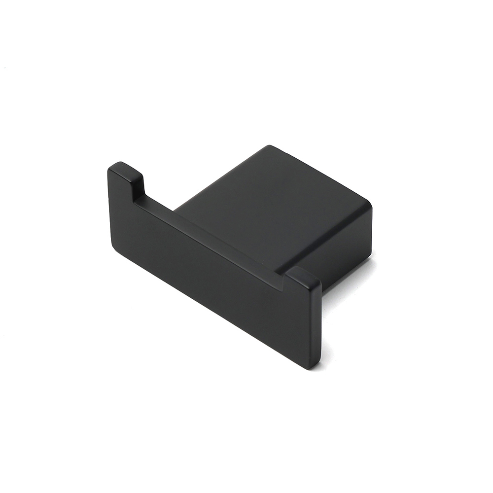 Matt Black Square Robe Hook Clothes Towel Holder Bathroom Wall Hanger Accessory — image 3