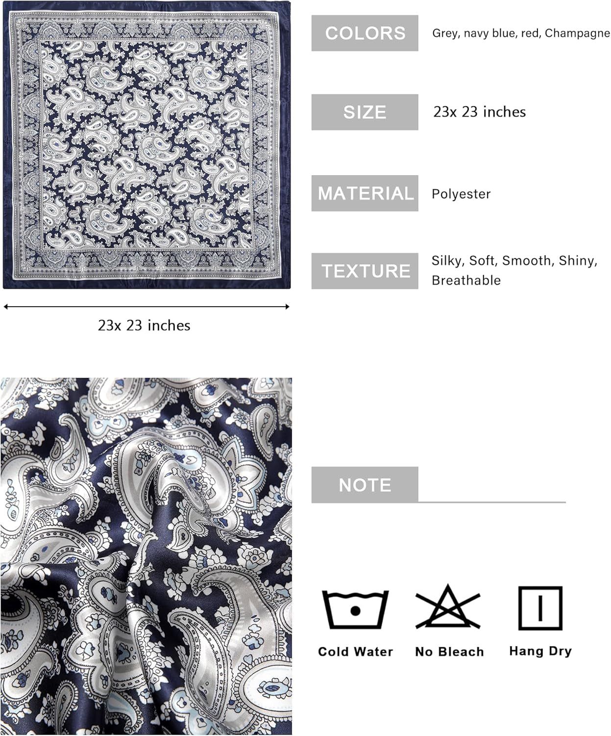 23” Satin Bandanas or Women Head Scar Like Silk Scar or Hair Scar Satin Neck Scar Silk Hair Bandana Headscar — image 2