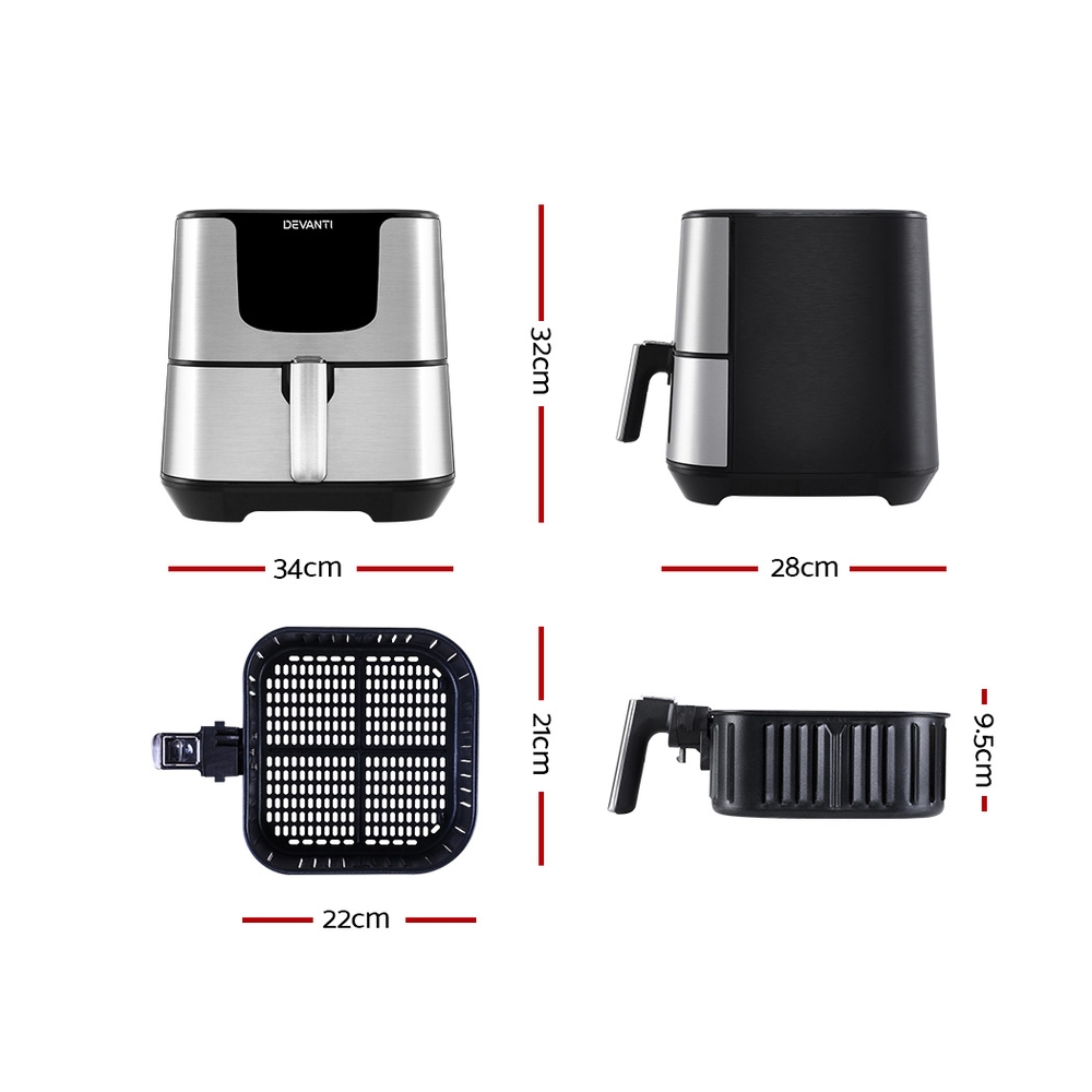 Devanti Air Fryer 7L LCD Fryers Stainless Steel — image 2