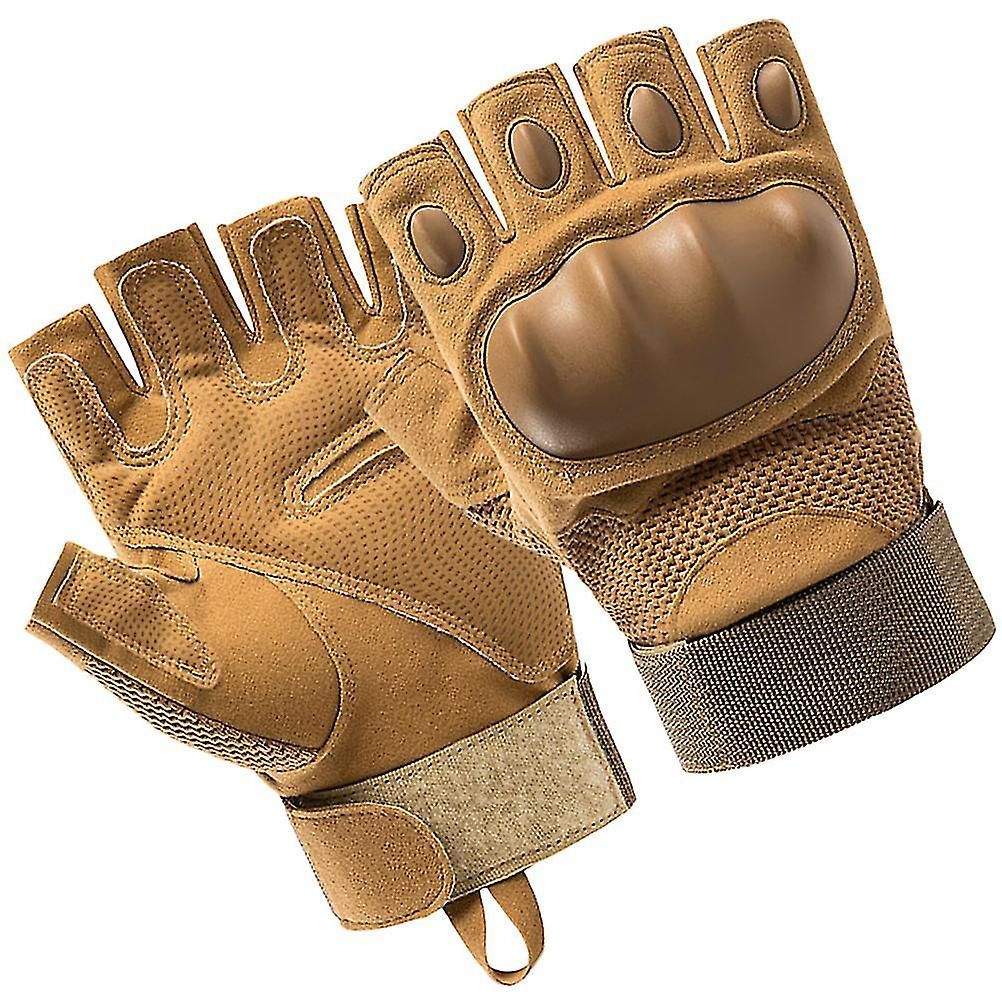 Motorcycle Gloves Fitness Gloves Half-finger Gloves Padded Gloves Gym Gloves - Khaki XL — image 3