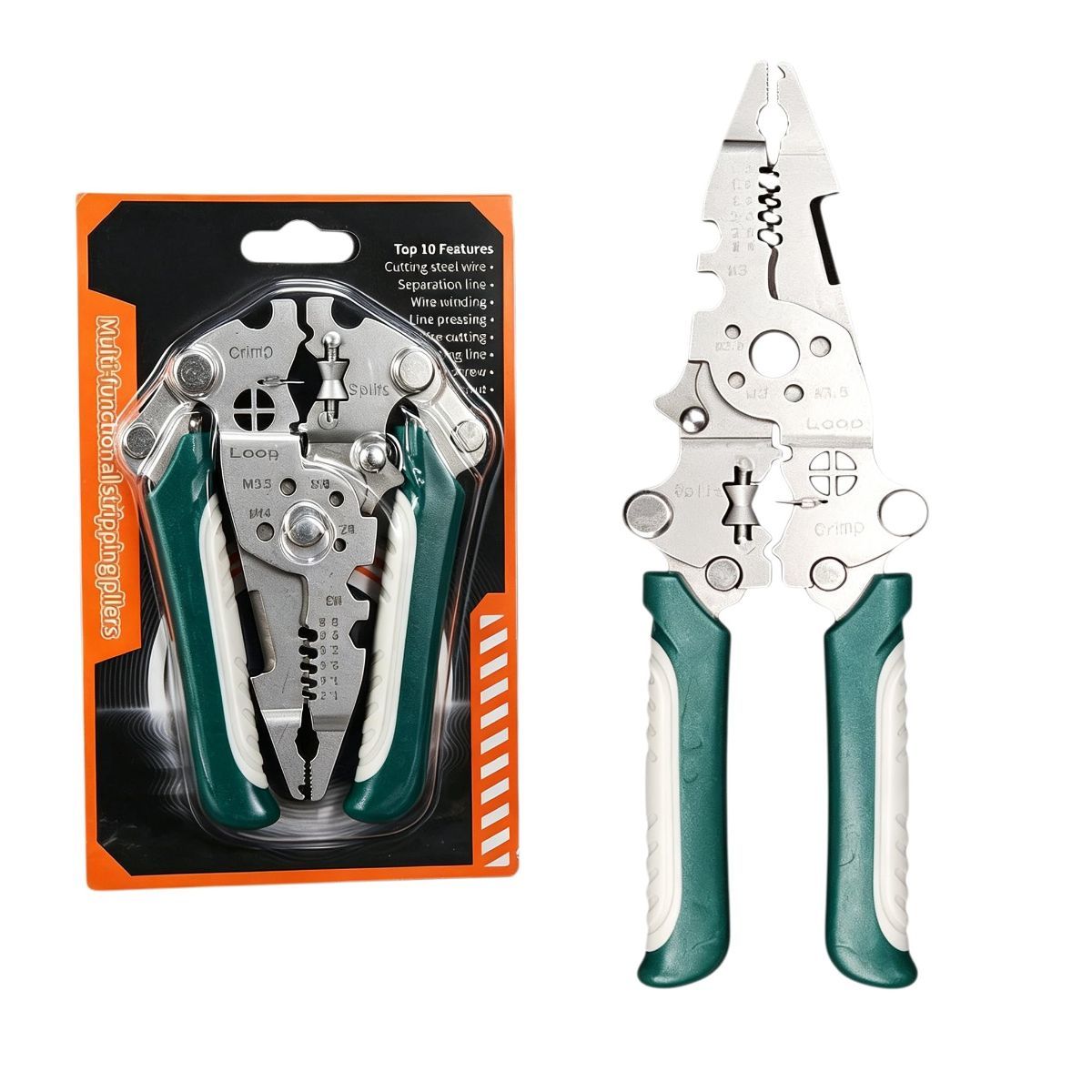 10‑in‑1 Folding Wire Stripper, Multi‑Function Electrical Crimp Plier foldable compact design, stainless‑steel build, non‑slip PP handle, for electrician, home wiring repair, DIY maintenance work