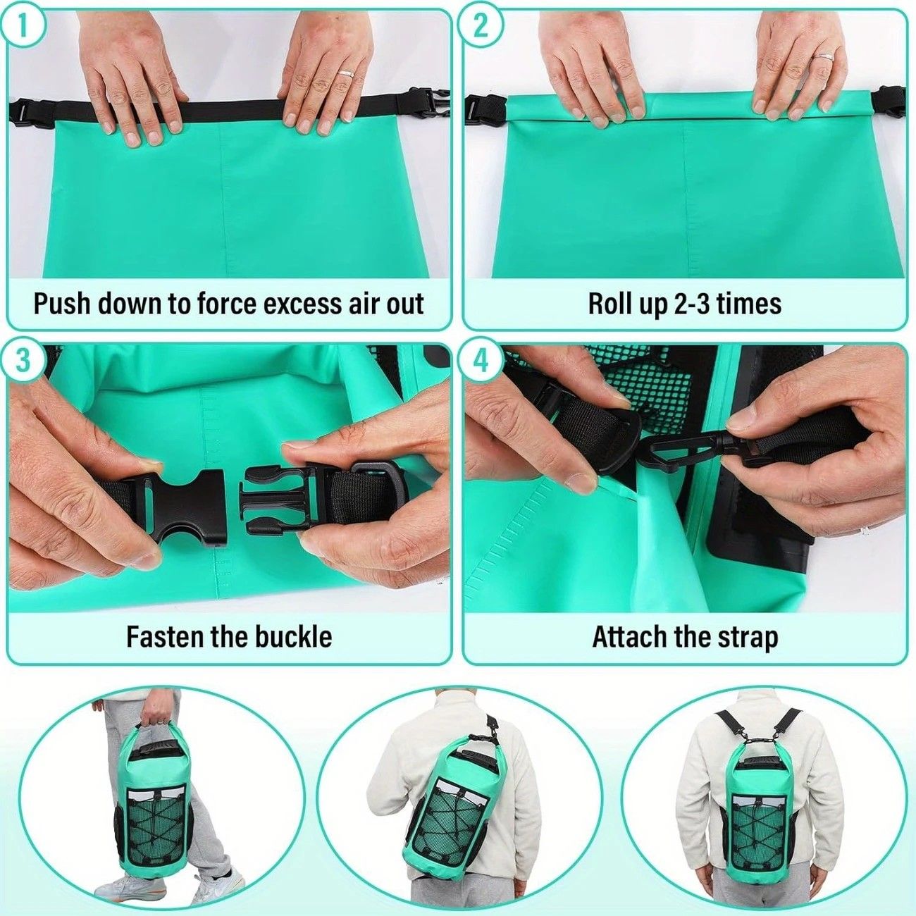 25L Large Capacity Waterproof Backpack Double Layer Rainproof Dry Wet Separation Abrasion Resistant Night Reflective for Outdoor Camping Kayaking Surfing — image 5
