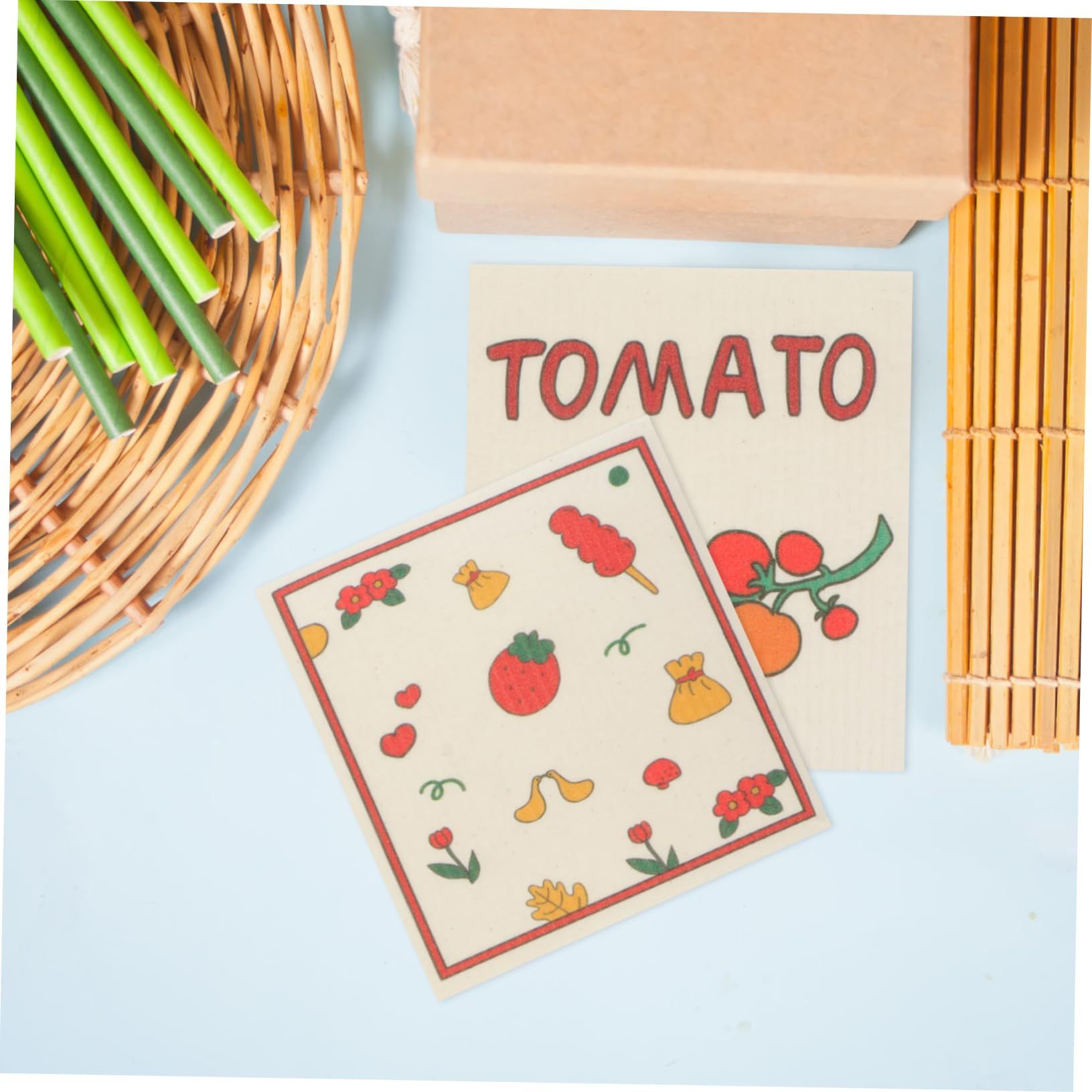 3pcs Wood Pulp Cotton Rag Duster Cloths Dishcloth Wash Cleaning Towels Kitchen Wash Rags Dish Washing Cloths Kitchen Cleaning — image 4