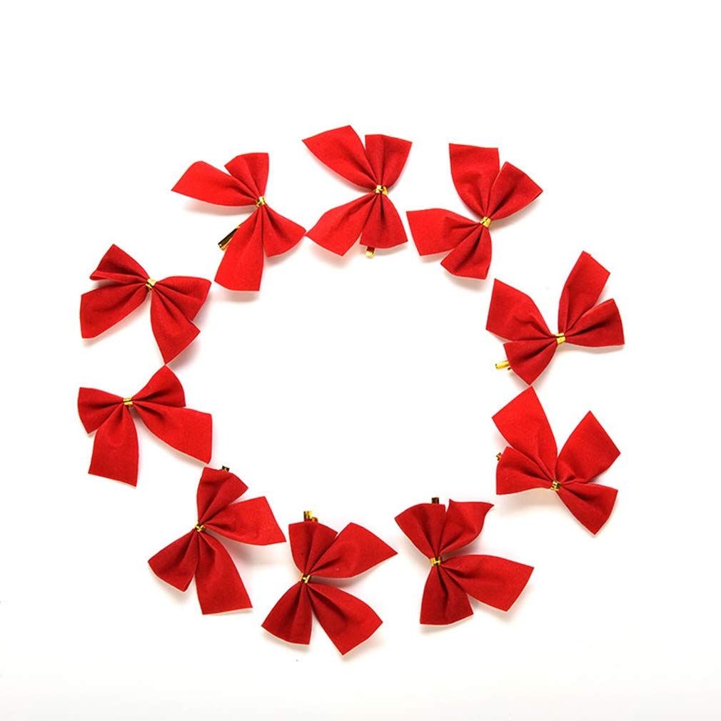 36 Pack Golden Silver Red Christmas Bow Christmas Tree Hanging Decoration Wreath Gifts Wedding Party Bowknot Decoration โ image 2