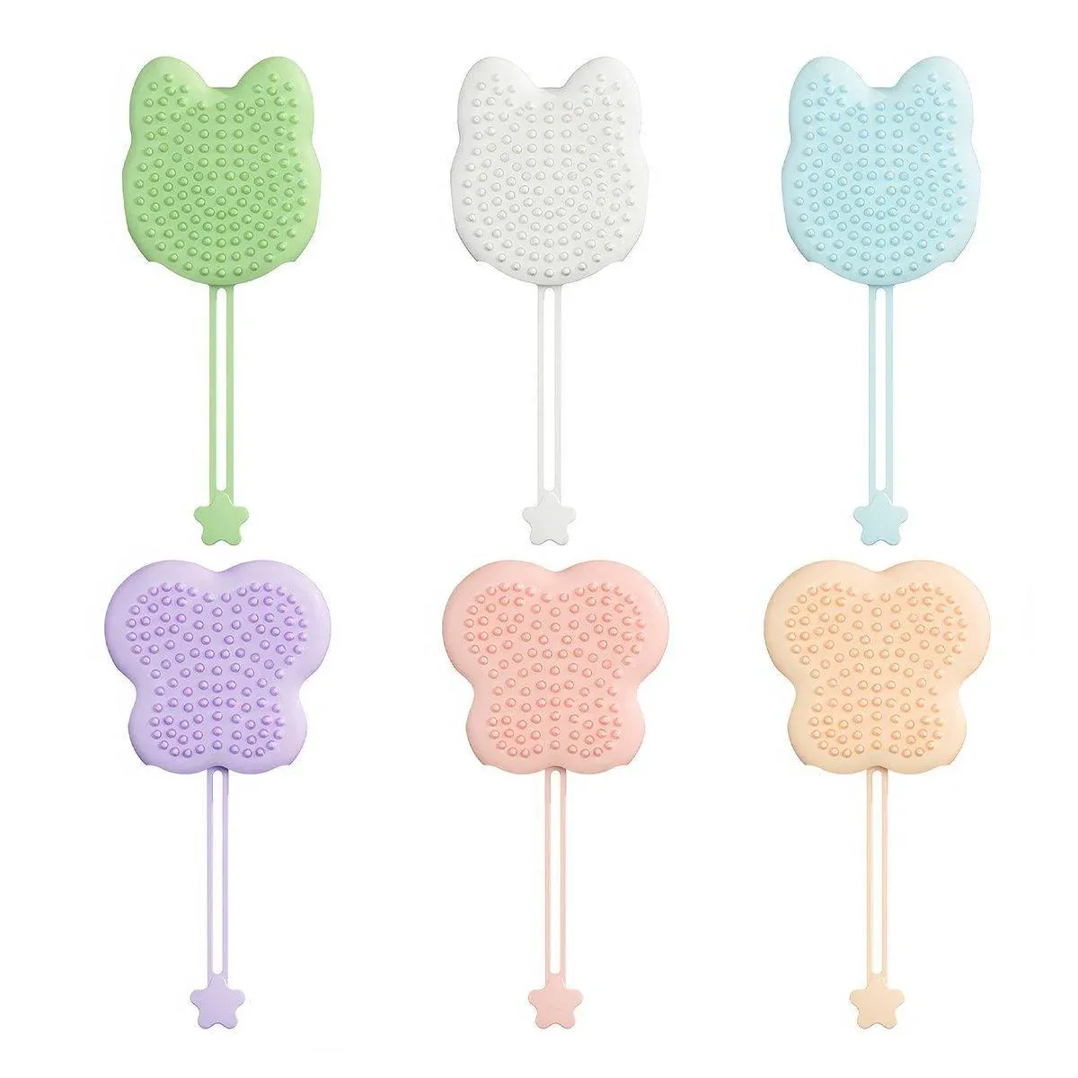 Double Hand Cat Bath Gloves Hair Removal Comb Grooming Floating Hair - Green โ image 3