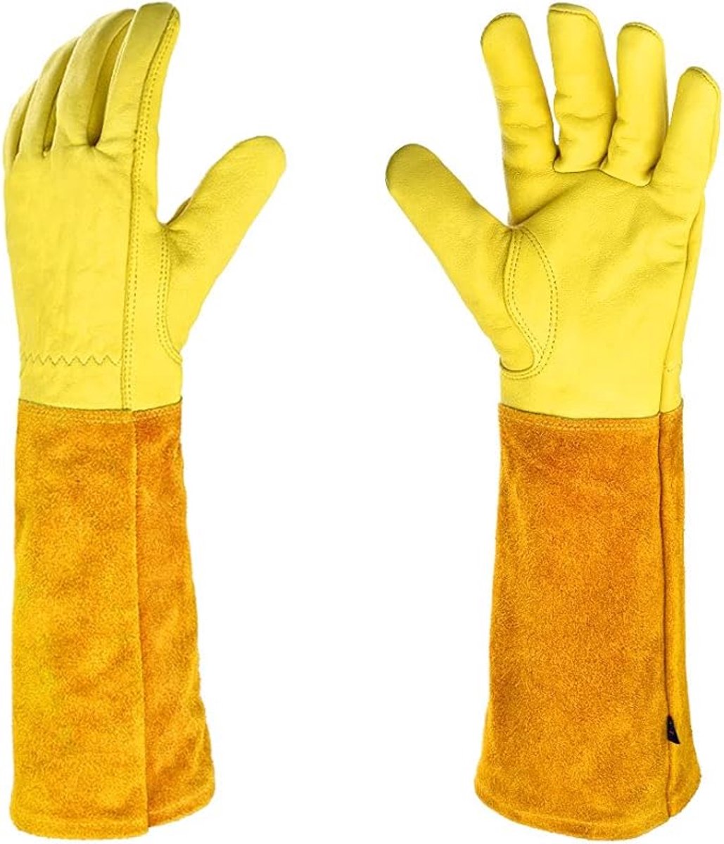 Gardening Gloves - 1 pair - Women/Men - Thorn-Resistant Cowhide Leather rose/blackberry pruning - thorn- and cut-resistant gardening gloves with long leather