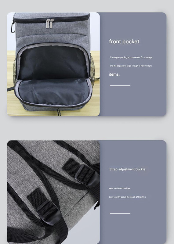 Black Leakproof Insulated Backpack Cooler - Durable Oxford Cloth, for Travel & Picnics — image 4