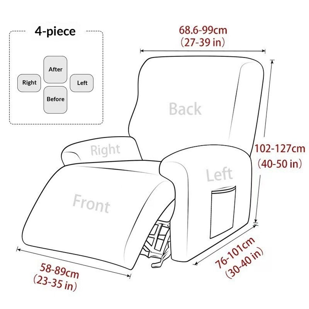 Recliner Chair Covers, Stretch Recliner Cover for Large Recliner Washable Reclining Chair Cover Polyester Soft Fabric Furniture Protector (Only chair — image 3