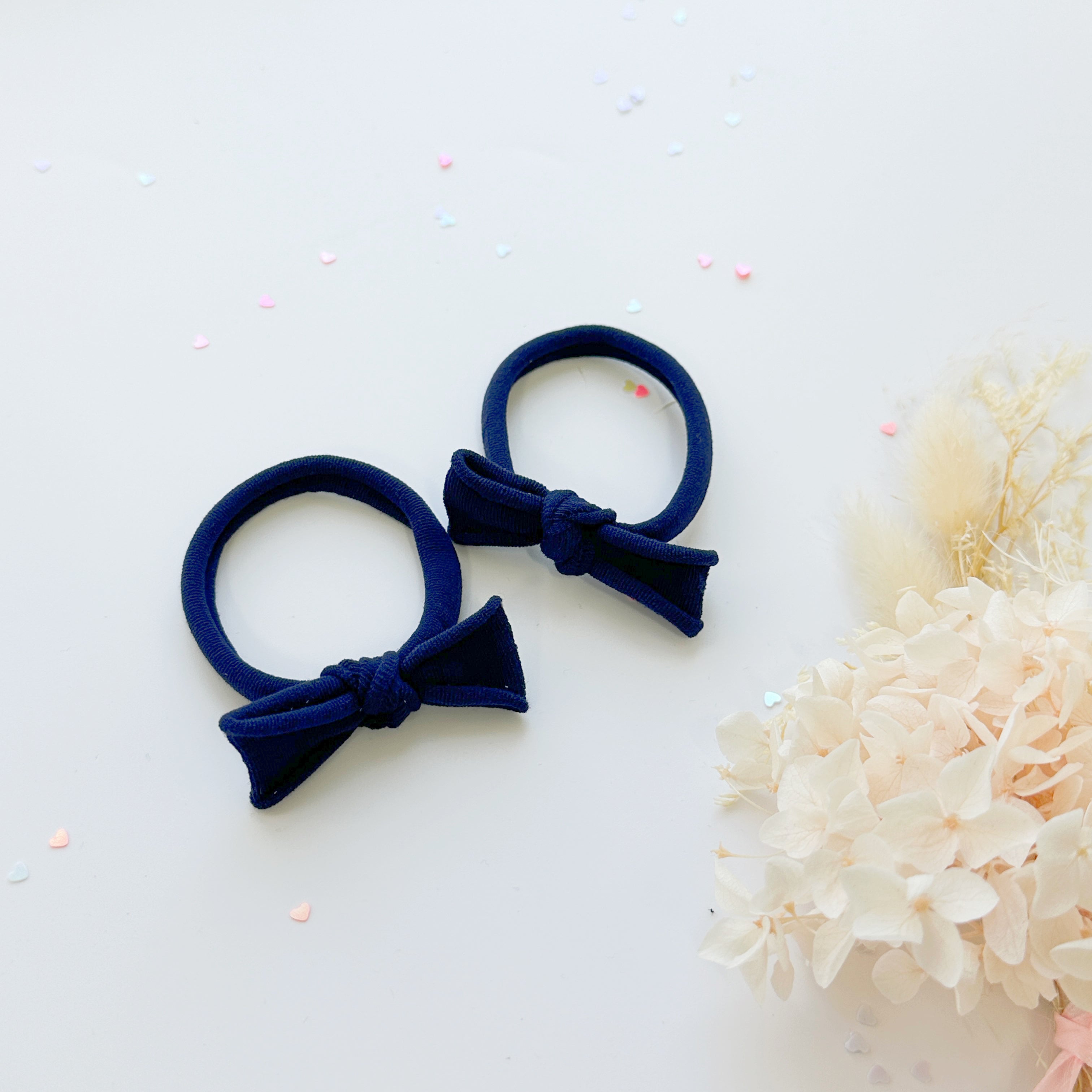 Handmade Simple Bow metal free hair ties - Violet - 1 Pairs - Violet — image 3