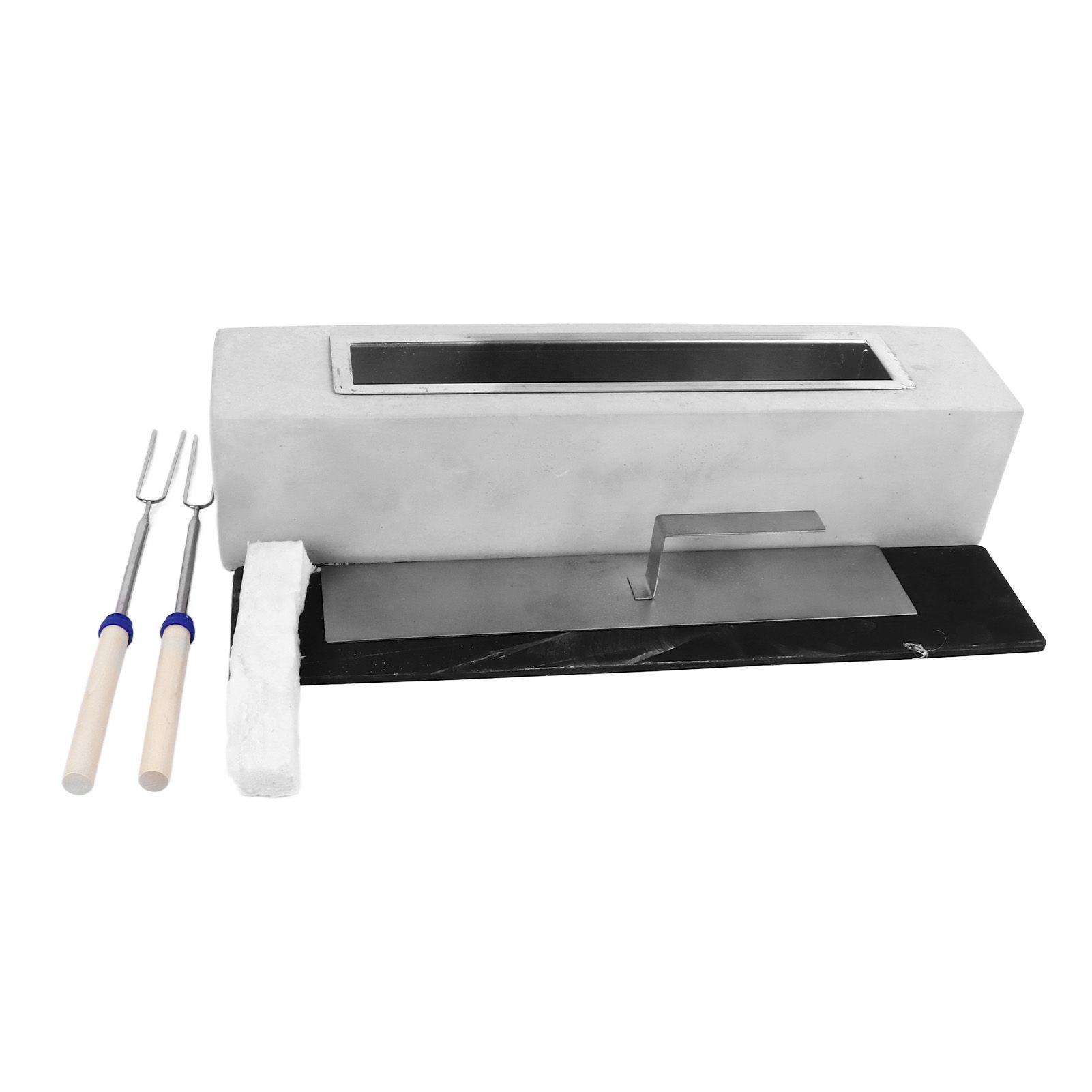 Tabletop Fire Pit Stainless Steel Portable Mini Tabletop Fireplace with Roasting Sticks for Home Decor Gray