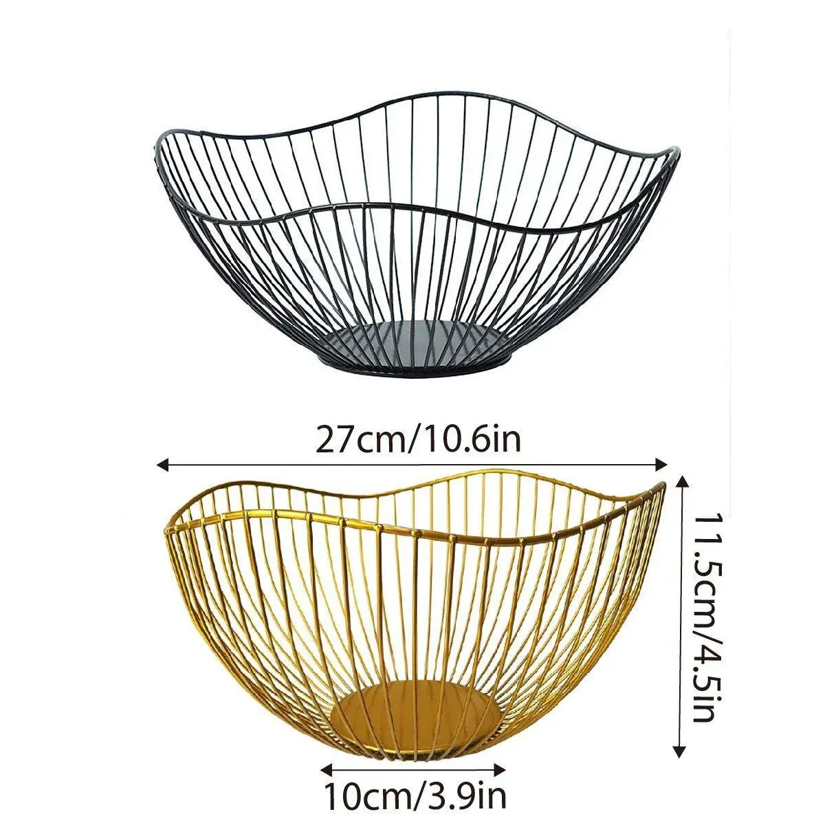 Large Iron Fruit Storage Basket Home Decor Snack Candy Plate Living Room Basket - Black — image 4