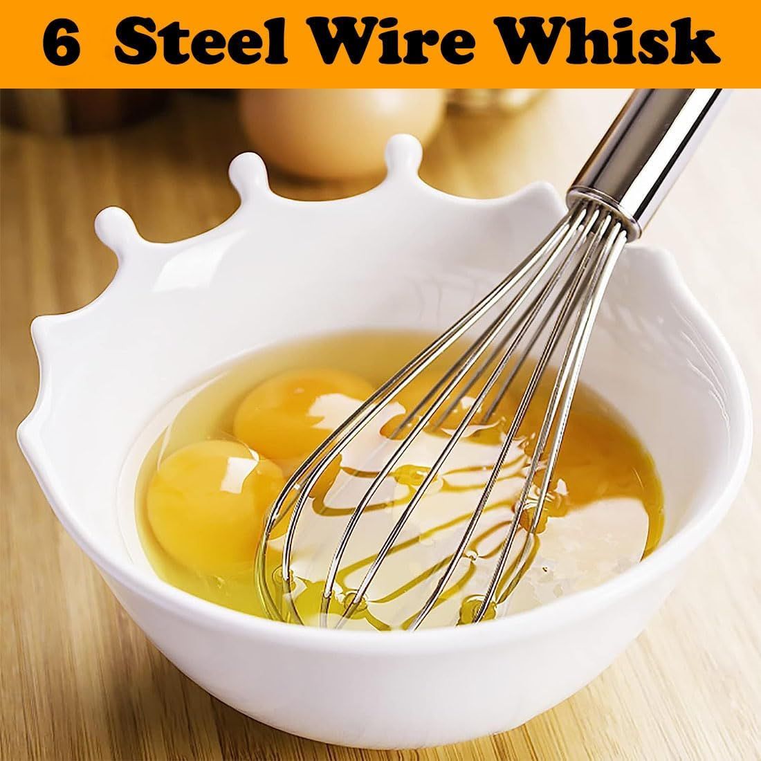 Stainless Steel Whisk Set, 3 Packs Balloon Whisk for Cooking, Whisking, Blending (8",10",12") — image 5