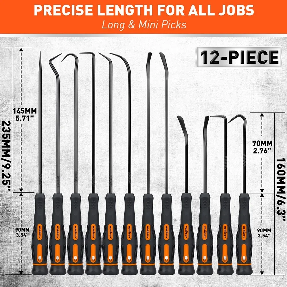 HORUSDY 12Pc Precision Hook and Pick Set O-Ring Seal Remover Hooks Puller Tool โ image 2