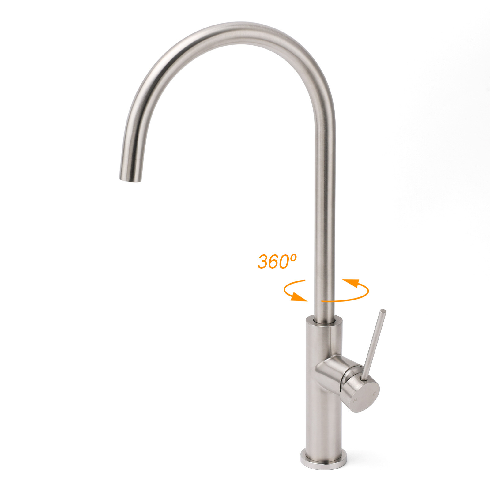 Brushed Nickel 435mm Tall Slim Round Kitchen Laundry Sink Mixer Faucet Tap Spout — image 2