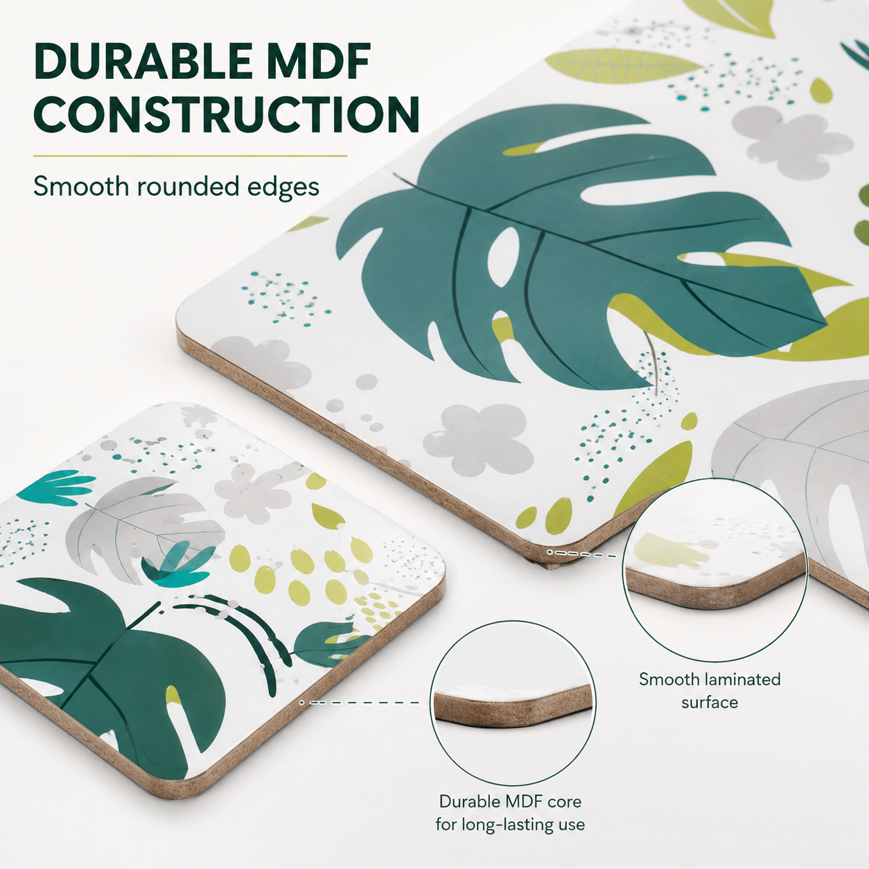 8pcs Monstera MDF Placemats Coasters Heat Resistant(34x26.5cm) โ image 5