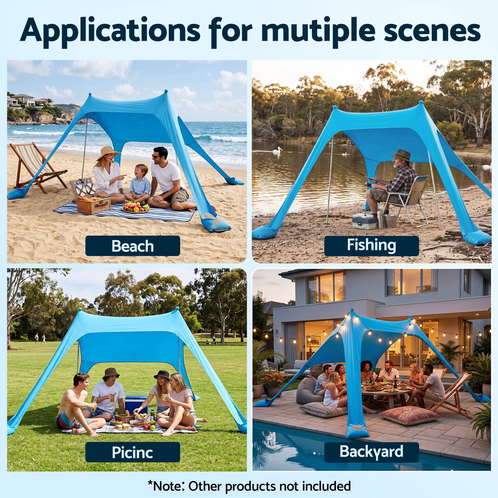 Weisshorn Camping Tent Beach Tent Canopy Sun Shelter Portable Blue โ image 6