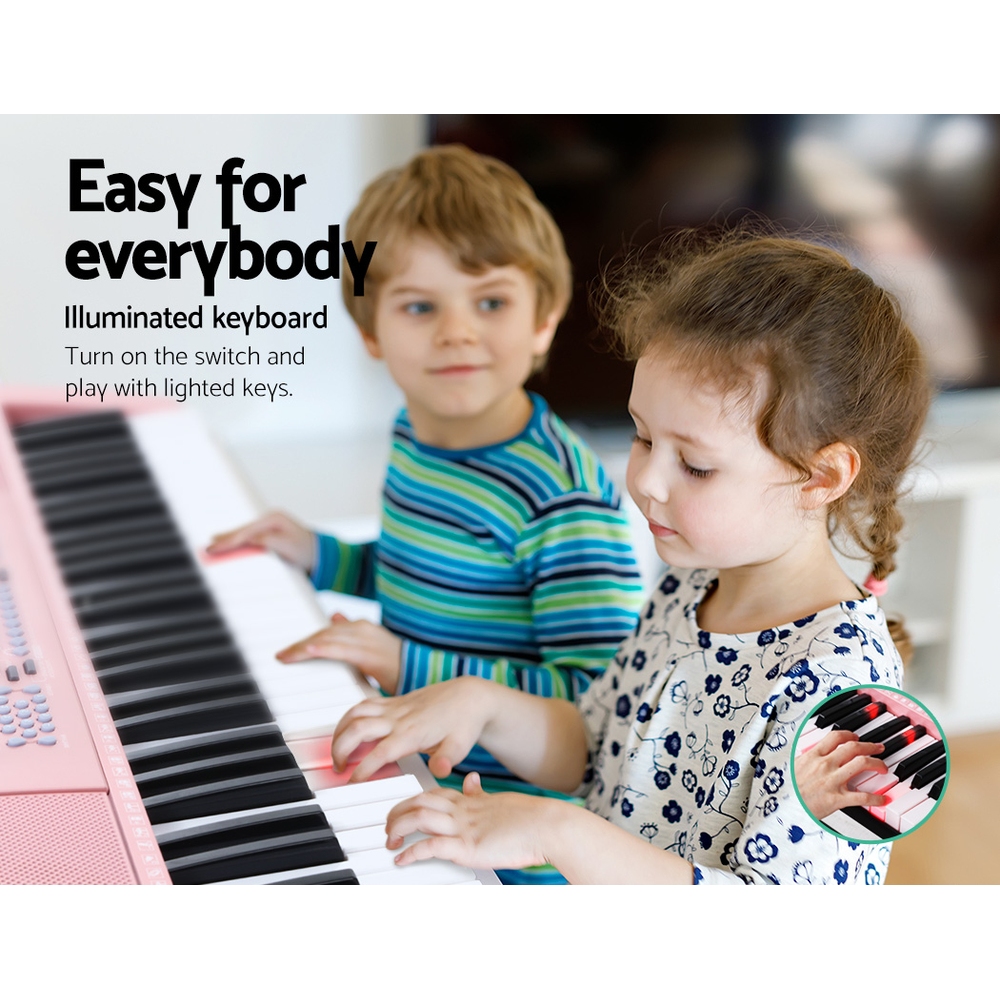Alpha 61 Keys Electronic Piano Keyboard Digital Electric w/ Stand Lighted Pink โ image 4