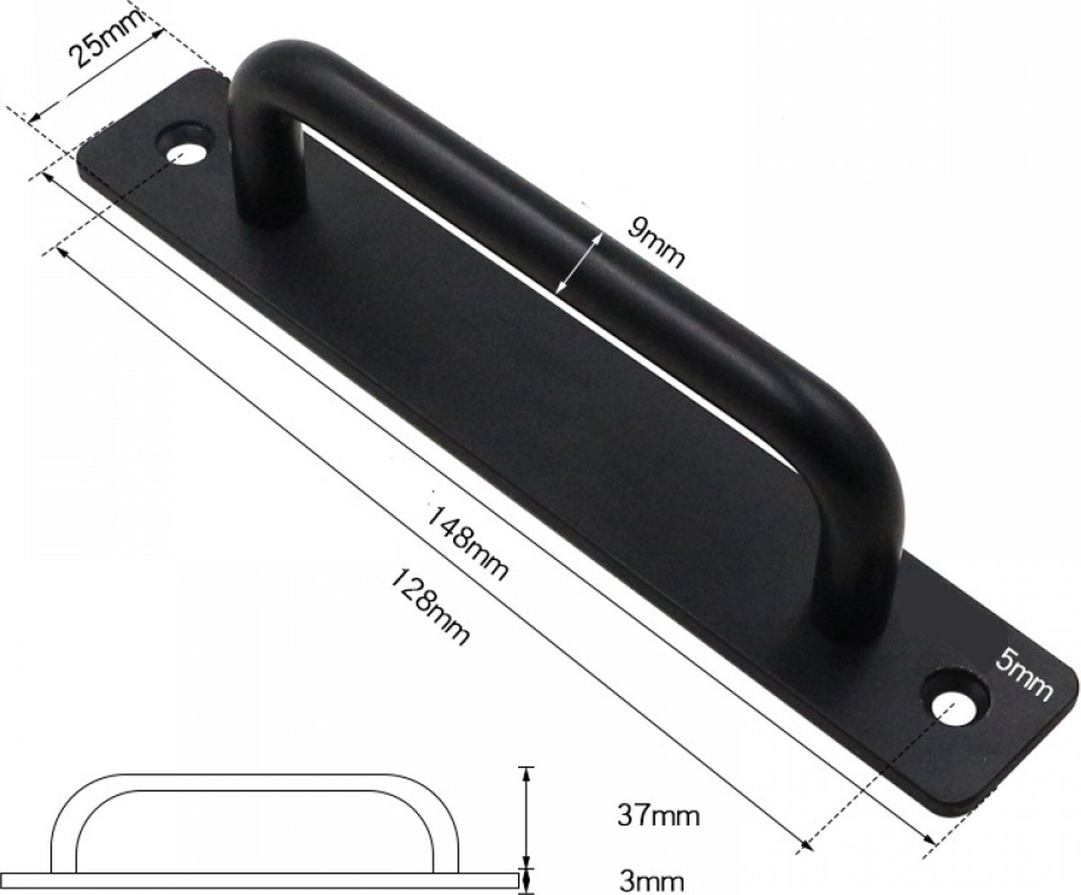 Sliding door handles - Black handle - Cabinet handles - Furniture handle - Handles - Robust - Door handle - Metal - including mounting bolts - for cabinet โ image 3
