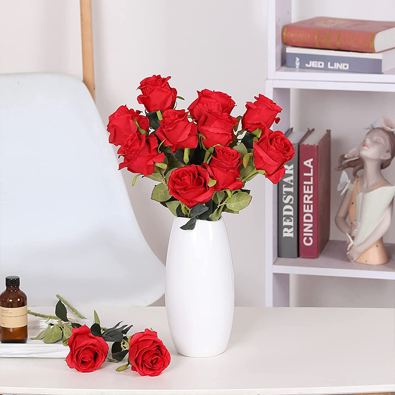 15 pieces of rose artificial flower home wedding Valentine's Day gift rose (red) — image 4