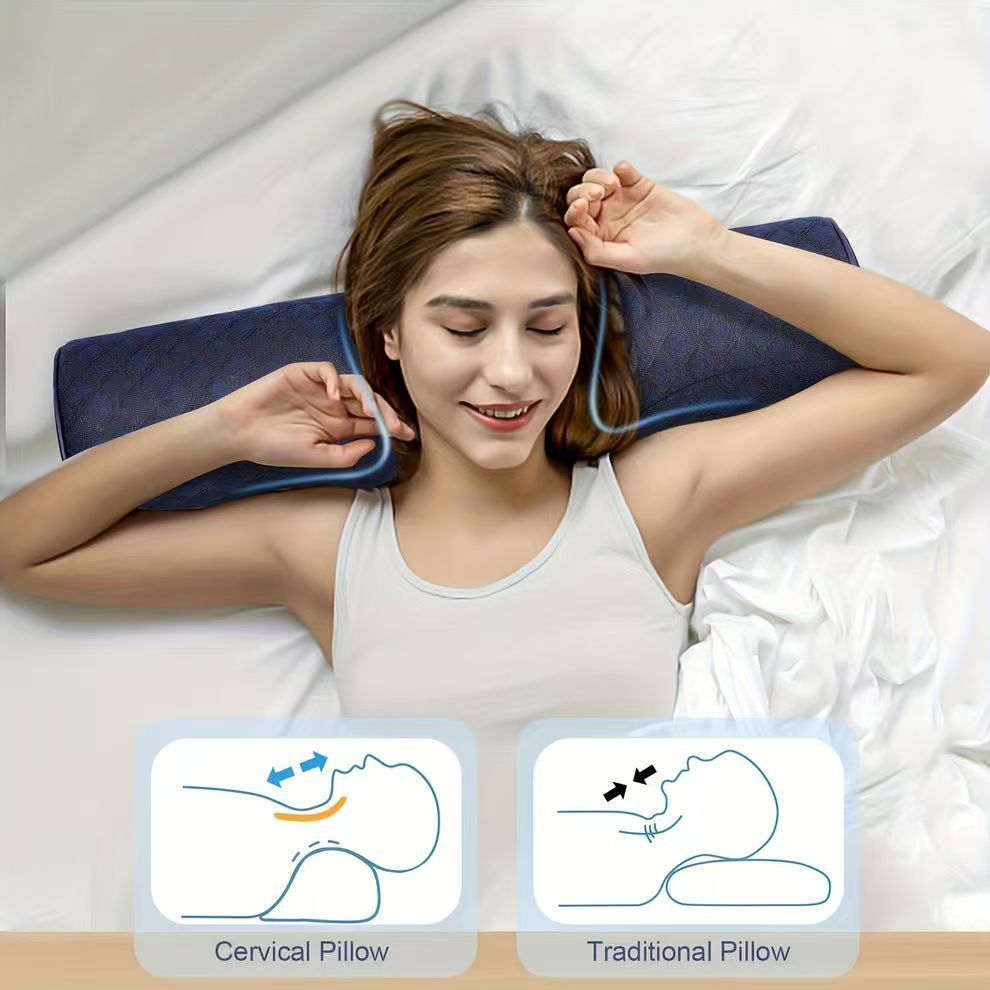 1pc Cervical Support Pillow - Ergonomic Neck Care for On-the-Go Comfort & Instant Relaxation Products,Leg Cushion Dark Blue — image 3