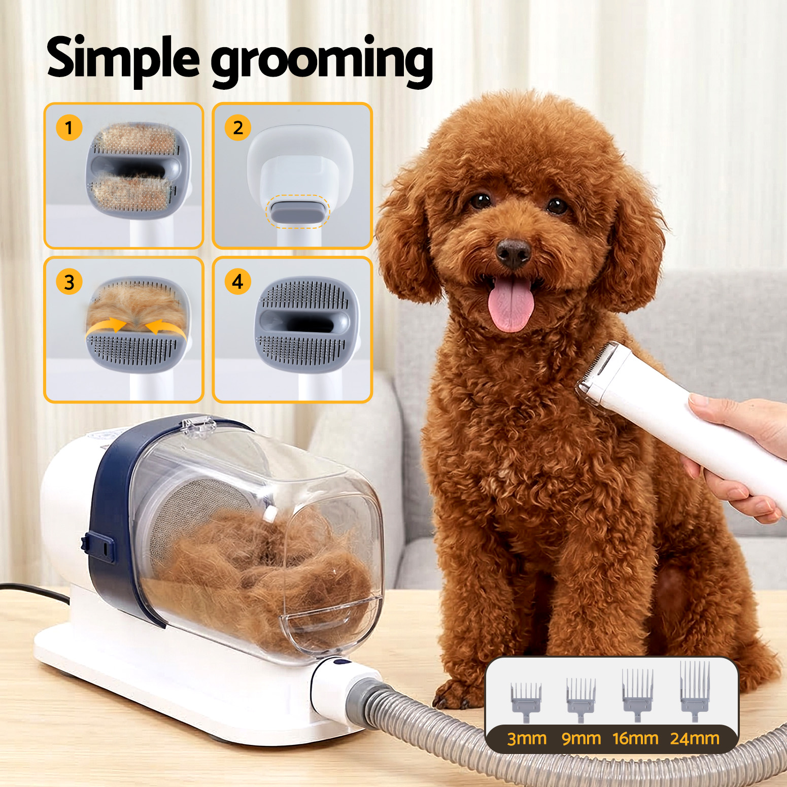 i.Pet Pet Grooming Kit Vacuum Dog Cat Hair Dryer Remover Clipper Brushes Cleaning — image 6