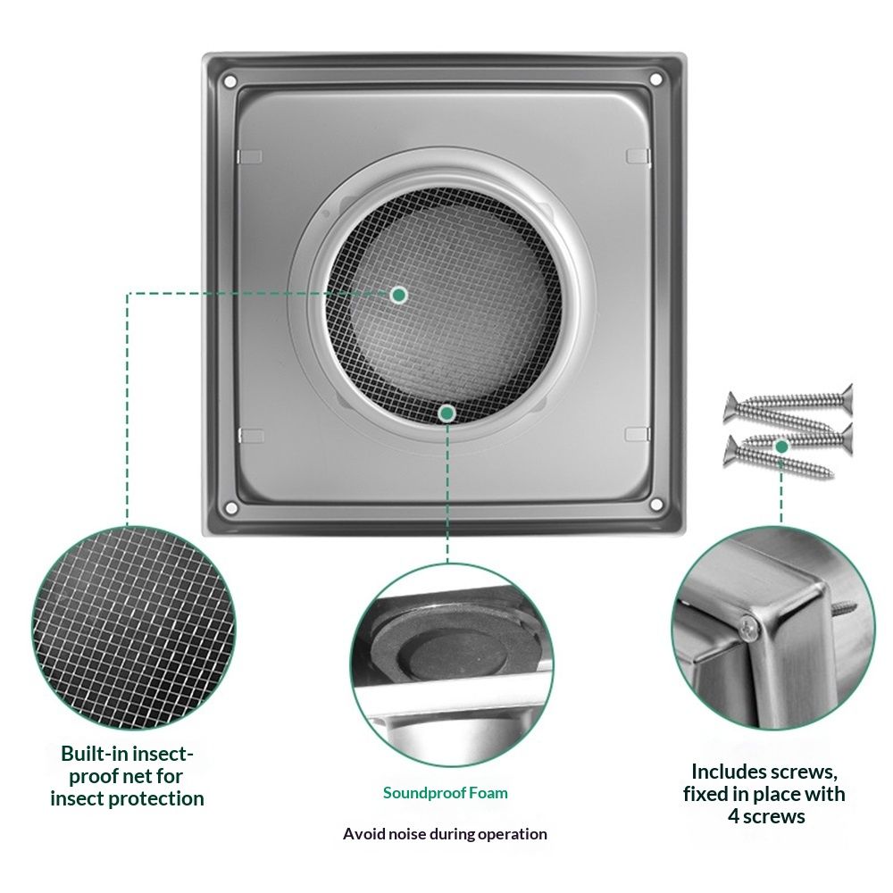 4" Outdoor Dryer Vent Cover – Stainless Steel Wall Vent Hood with Gravity Flap – Weatherproof Exterior Exhaust Fan Cover for Home & Commercial Use – Pest & — image 3