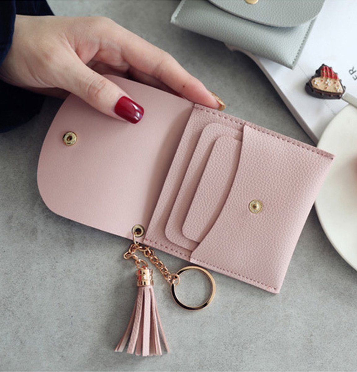 Wallet & Card Holder for 6 Cards | Credit Card Holder | With Cash Compartment | Card Holder | Wallet | PU Leather | Grey — image 5
