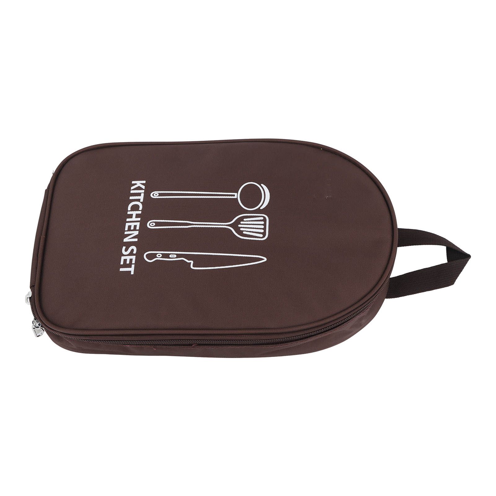 Camping Utensil Bag Canvas Cookware Knife Storage Bag Portable Tools Travel Bag for Outdoor BBQ Brown โ image 5