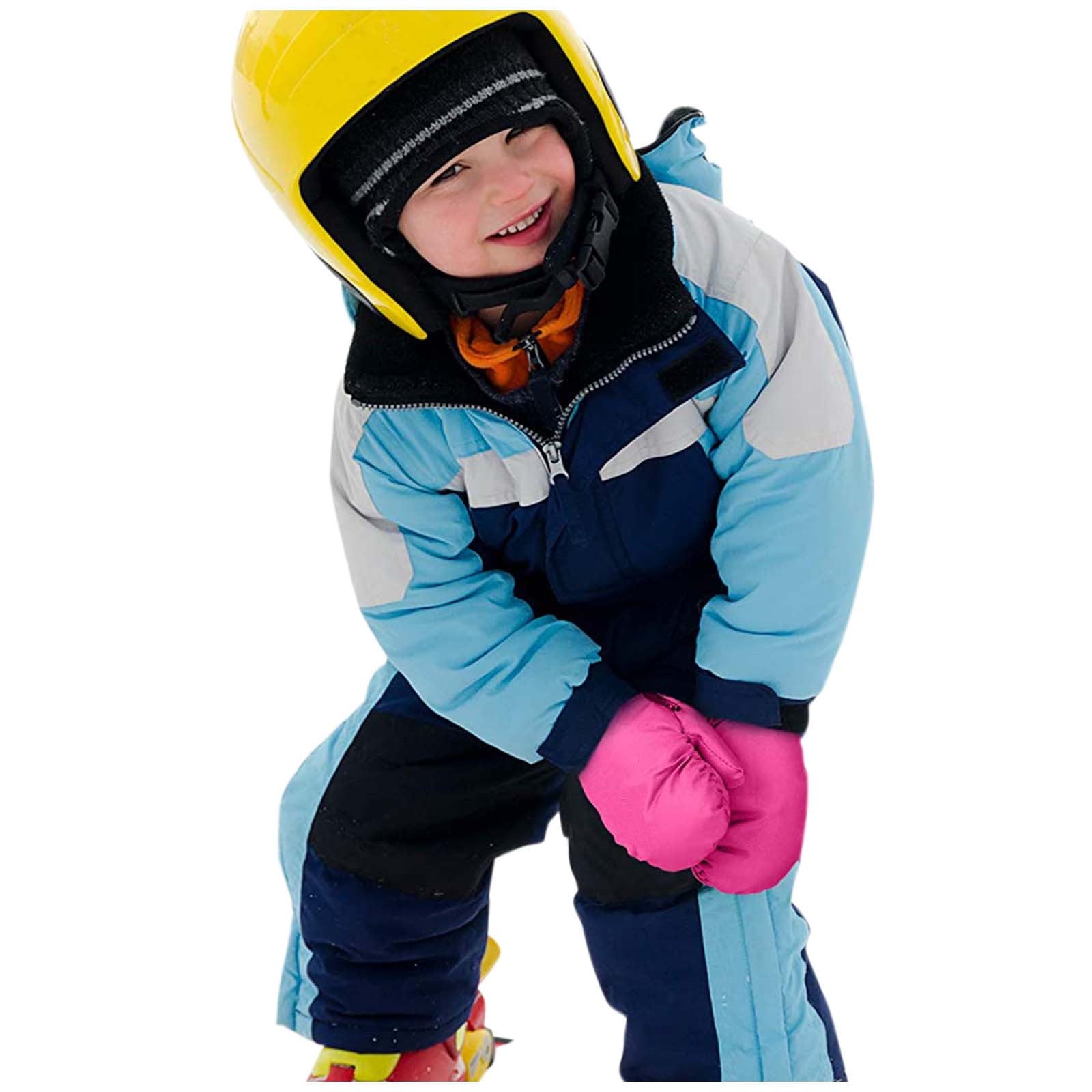 2 Pairs Kids Winter Snow Mittens, Waterproof Warm Stretchy Gloves for Boys and Girls, Ages 6-11, Hot Pink and Pink โ image 3