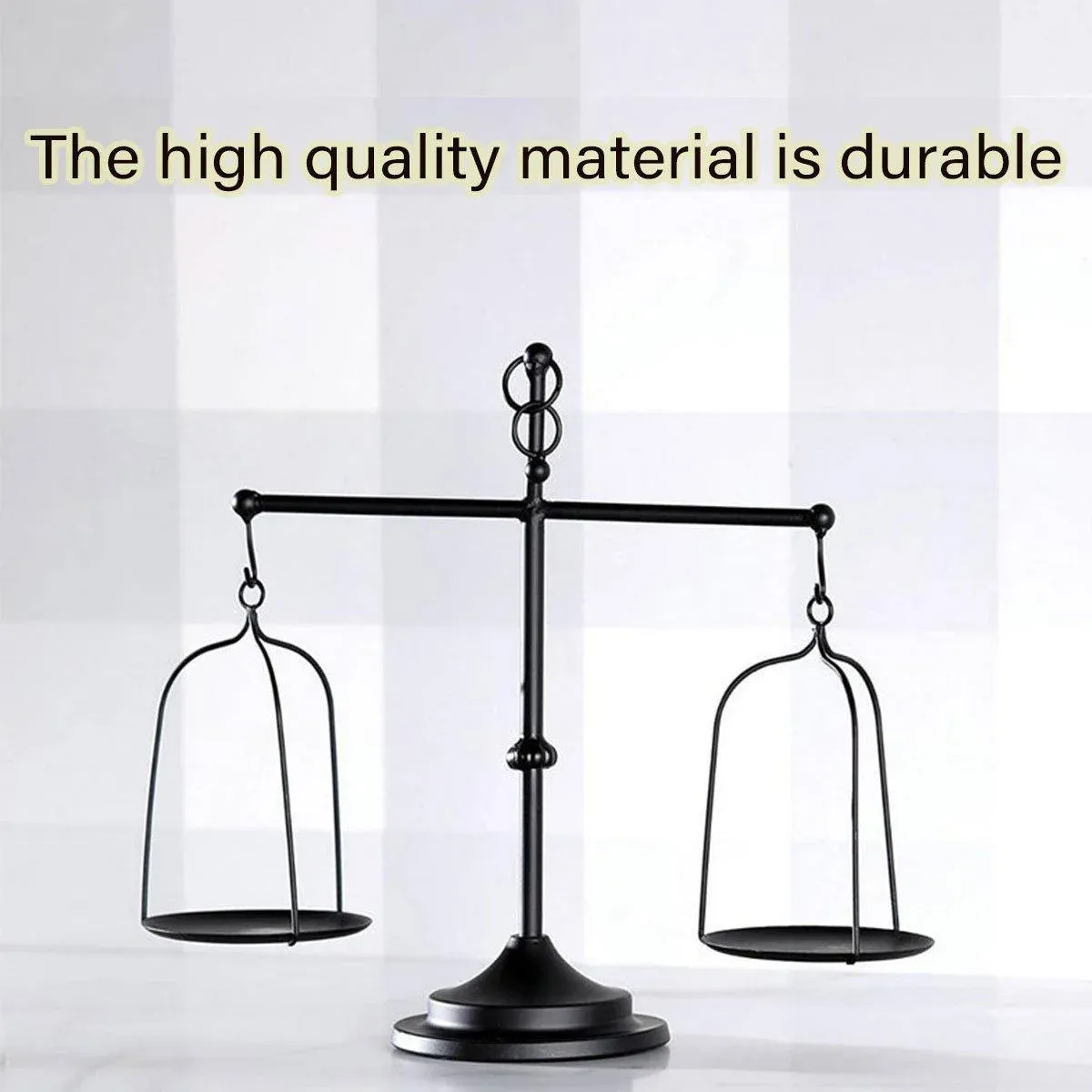 Black iron balance Scale candlestick decorative candle wedding Home Decor Gifts — image 5