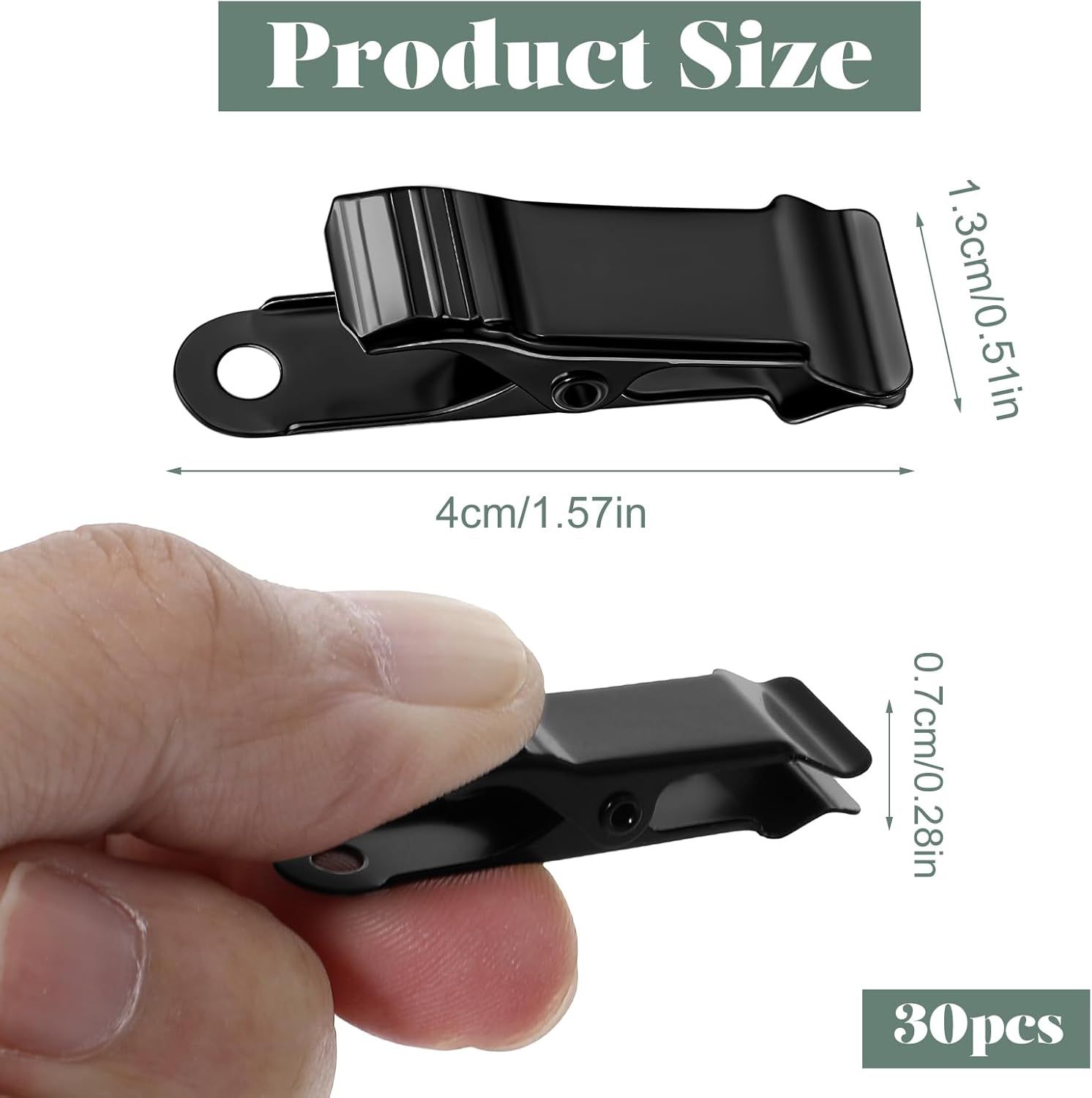 30 PCS Black Mini Clips for Crafts, 1.58 Inch X 0.5 Inch Metal Alligator Clamps, Sturdy Spring Clips, Hanging Crocodile Clips for Wires Photo Snacks Paper — image 3