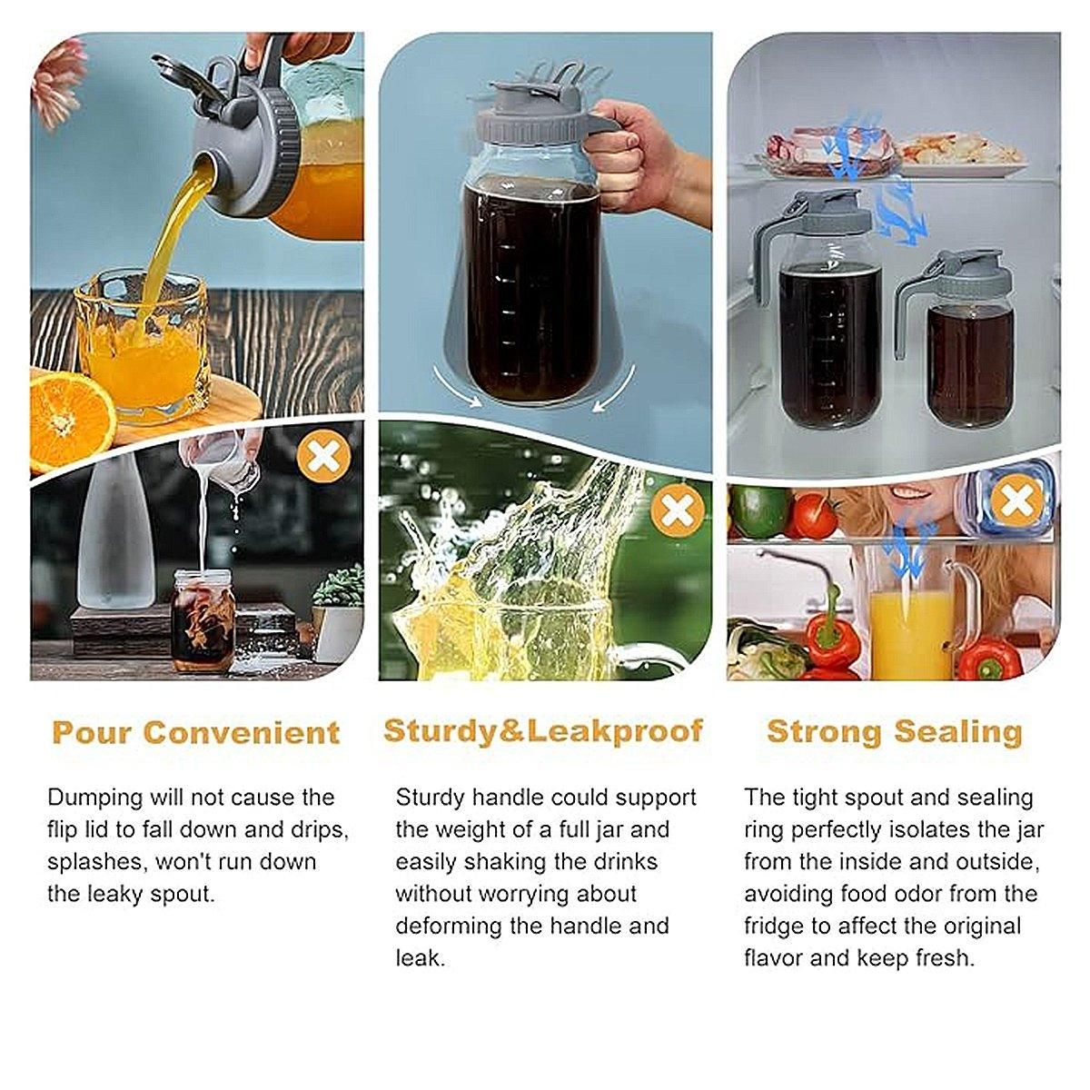 24oz Mason Jar with Lid Carrying Handle Airtight Glass Jar for Drinks or Storage โ image 5